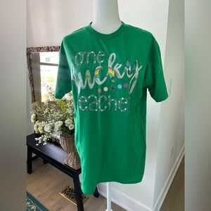 St. Patrick’s Day Green One Lucky Teacher Graphic Shirt